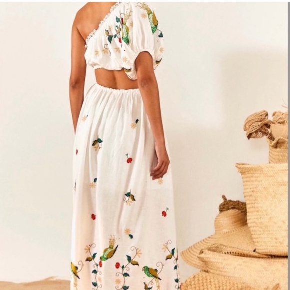 FARM RIO Pitanga Embroidery One Shoulder Cut Out Maxi Dress - Picture 3 of 16